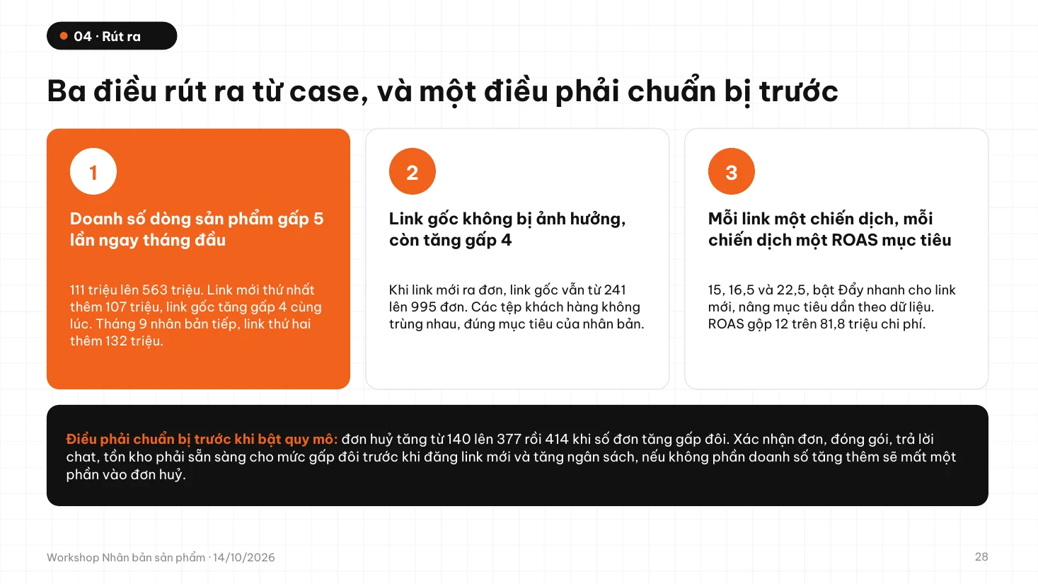 Slide: ba điều rút ra từ case study